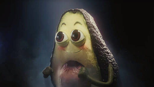 Eine singende Avocado verkörpert den KI-Hype.
