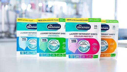 Eines der neuesten Produkte: die Waschblätter von Dr. Beckmann.