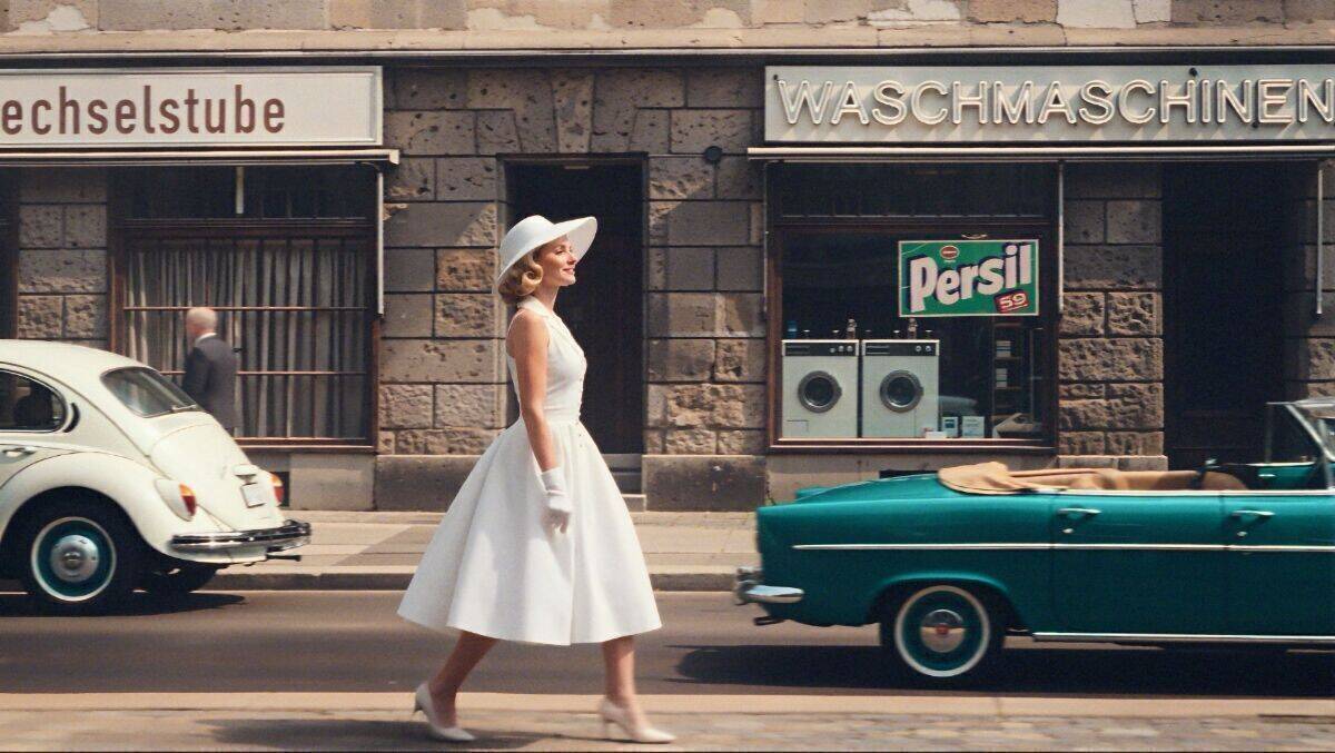 Die weiße Persil-Dame wandelt durch die Zeiten.