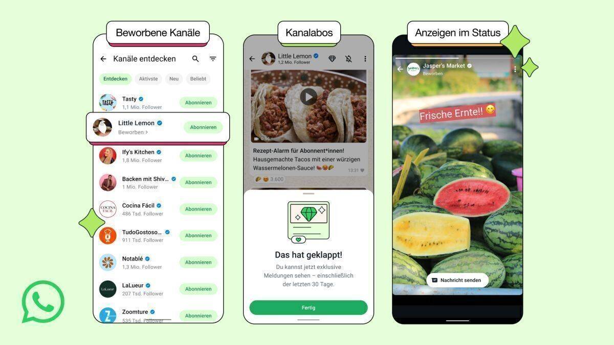 Beispiel für die neuen Funktionen bei Whatsapp